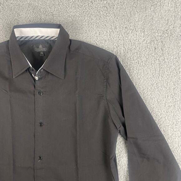 Vittorino Men's Large Black Solid Long Sleeve Button Up Shirt - Picture 8 of 16